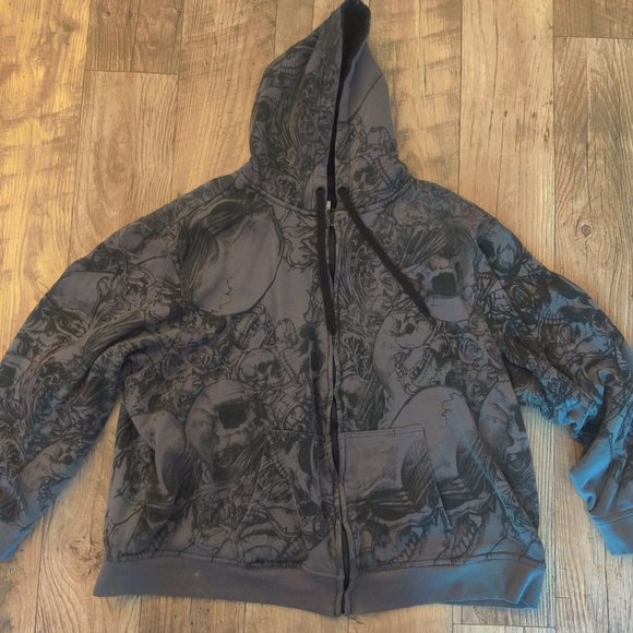 Faded Glory Fleece Lined Zip Up Skull 